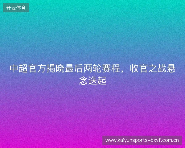 中超官方揭晓最后两轮赛程，收官之战悬念迭起